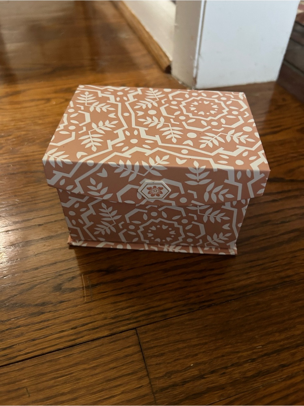 Pink Decorative Storage Box with Lid Floral Pattern
